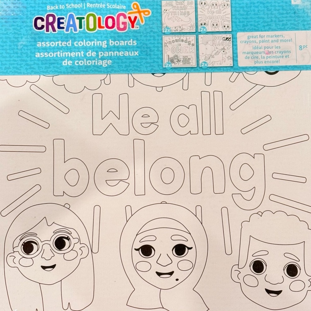 8 pc Canvas Boards 8” x 8” Assorted Colouring Boards